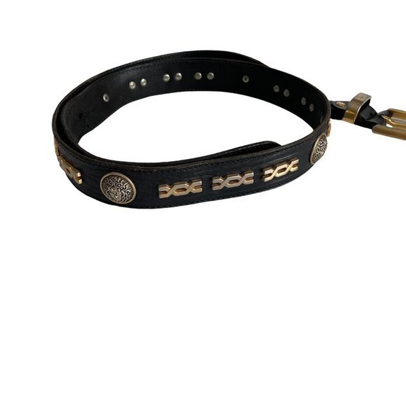 Vintage Code Azure Medusa Black Leather Belt 42 - Picture 6 of 8